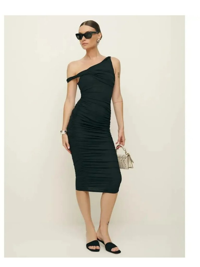 Reformation Alycia Knit Dress Bodycon Ribbed Midi Dress-Size Large